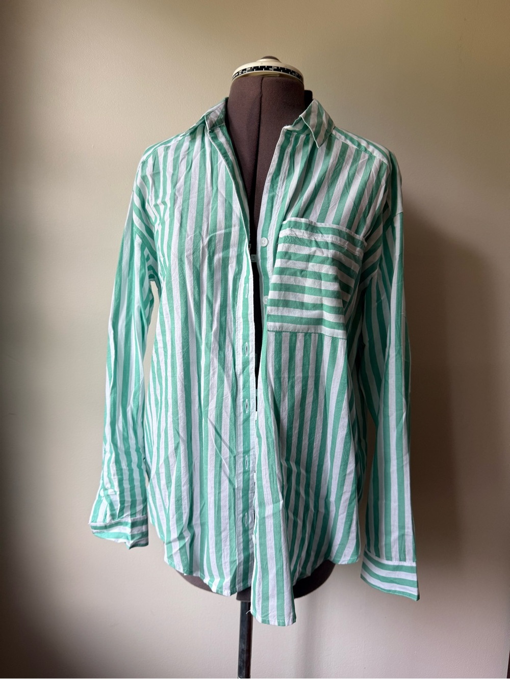 beachlunchlounge Mint Green and White Striped Shirt